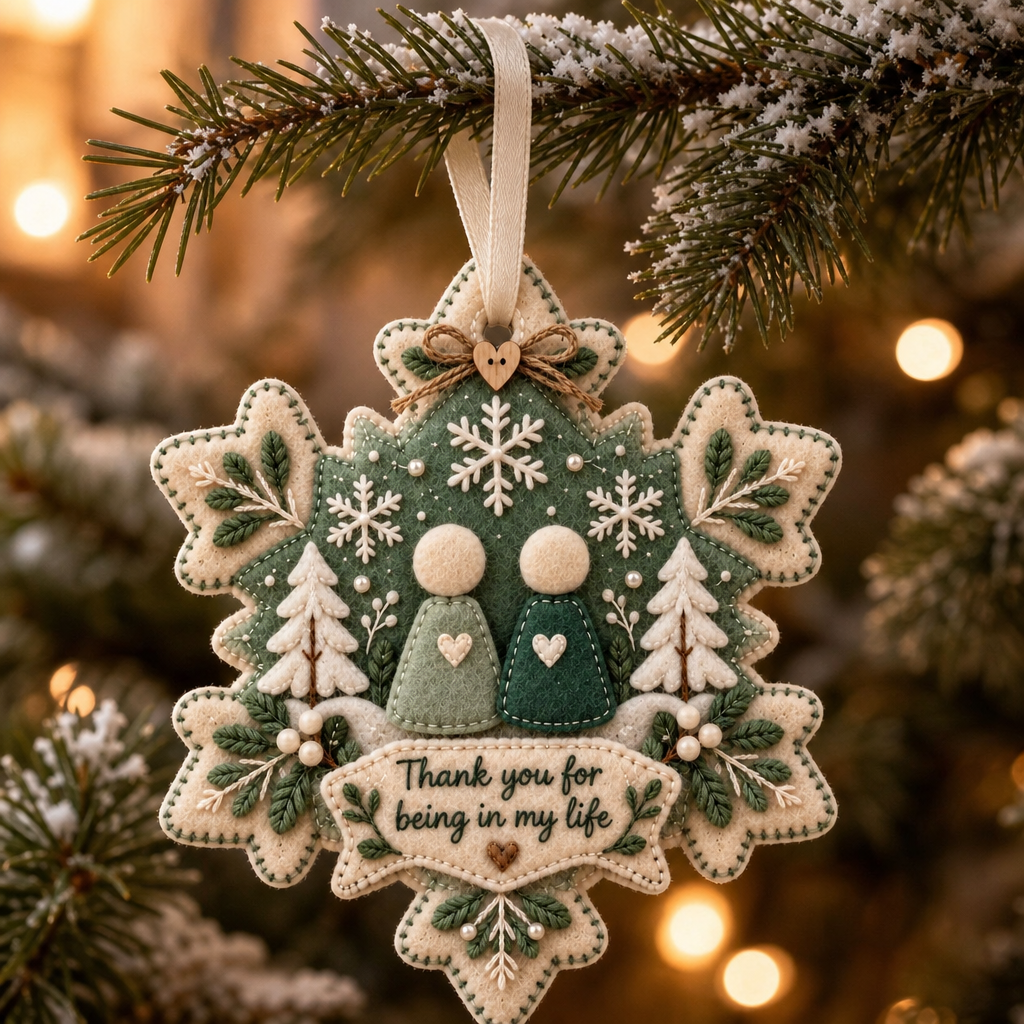 Heartfelt – Layered Felt "Thank You" Keepsake Ornament