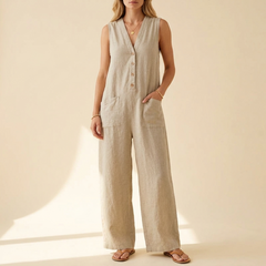 Solaine™ – Breezy Button Front Jumpsuit
