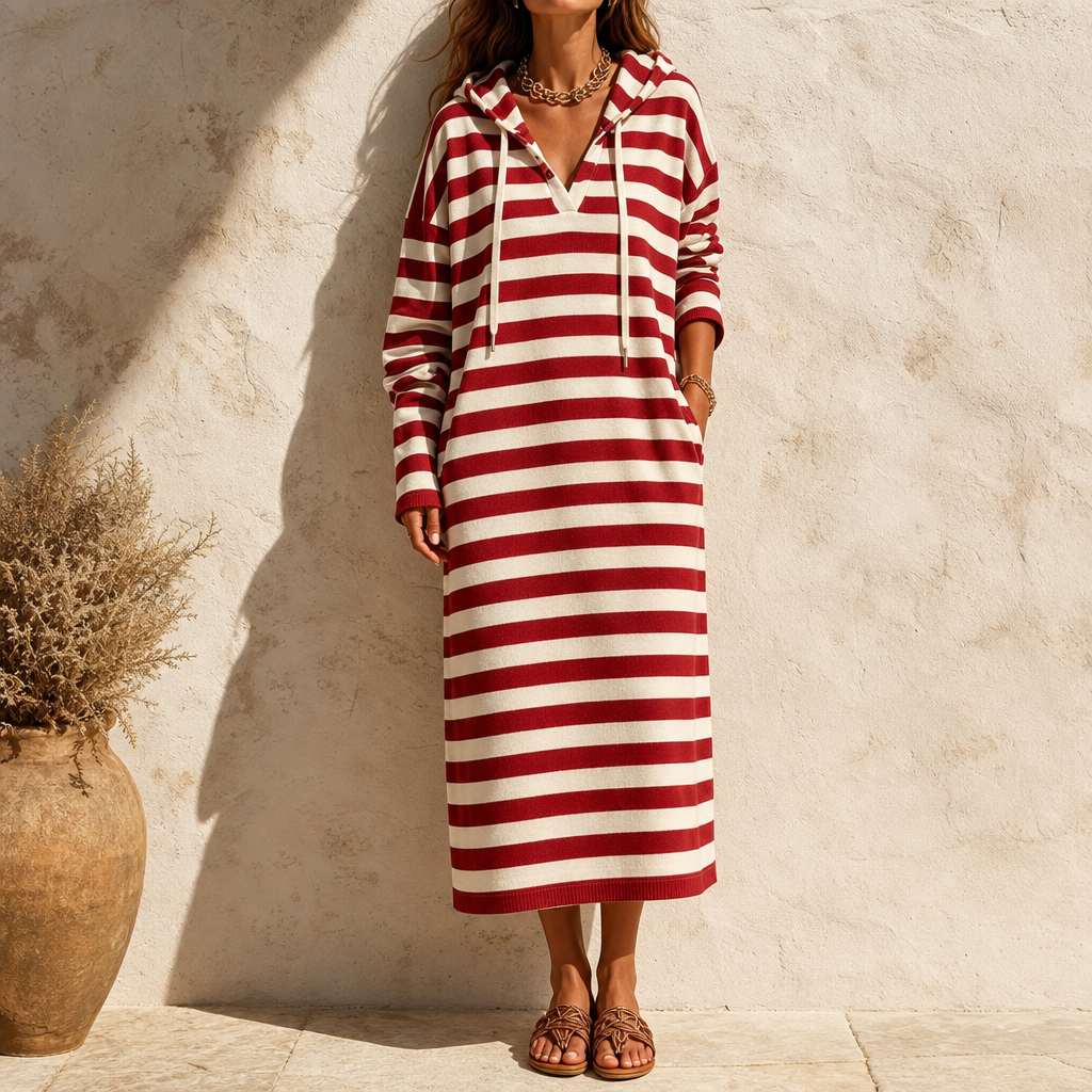 Wearbella – Striped Hooded Maxi Dress