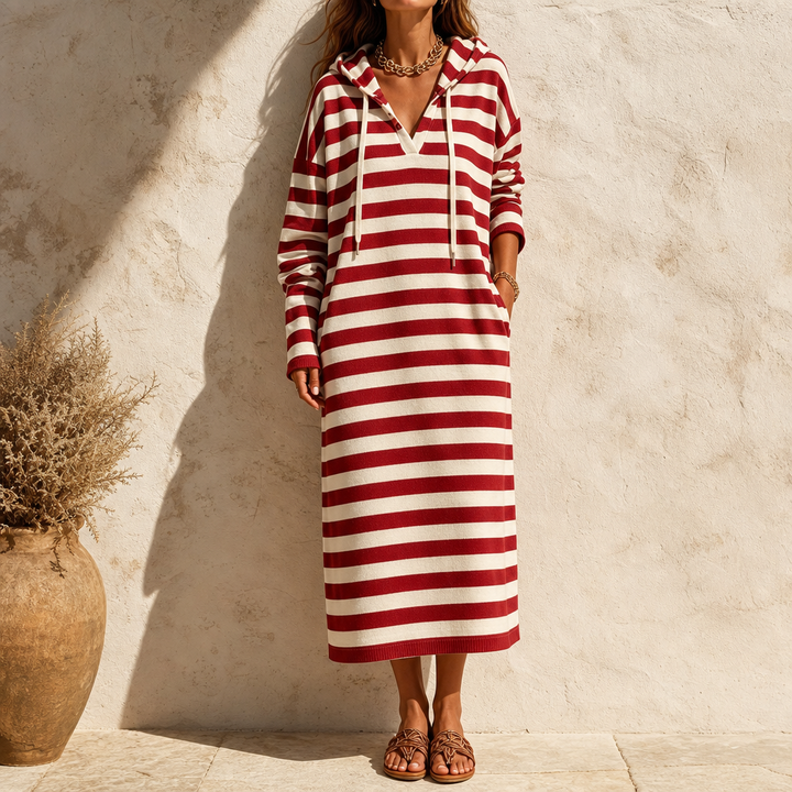 Wearbella – Striped Hooded Maxi Dress
