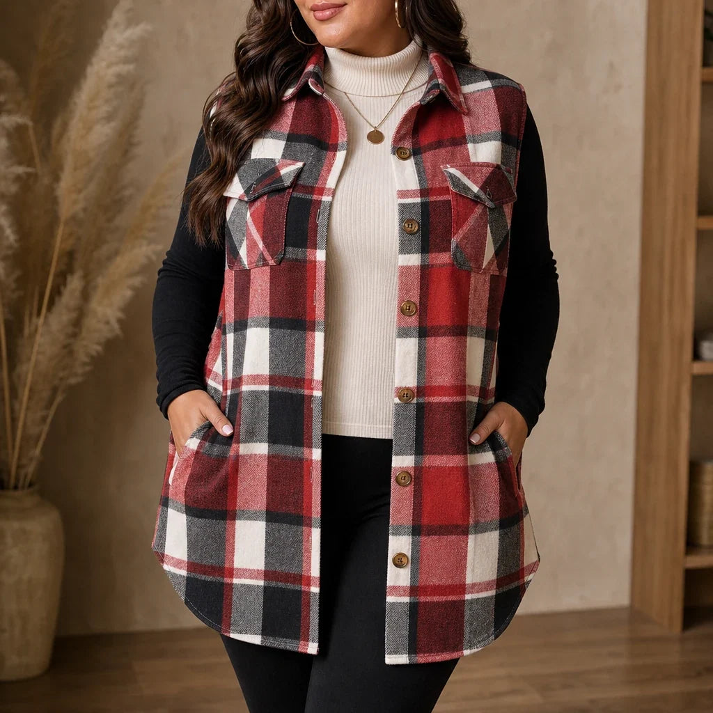 Plaidelle – Plaid Chenille Sleeveless Vest