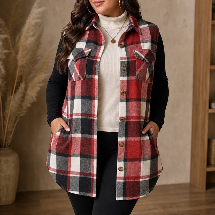 Plaidelle – Plaid Chenille Sleeveless Vest