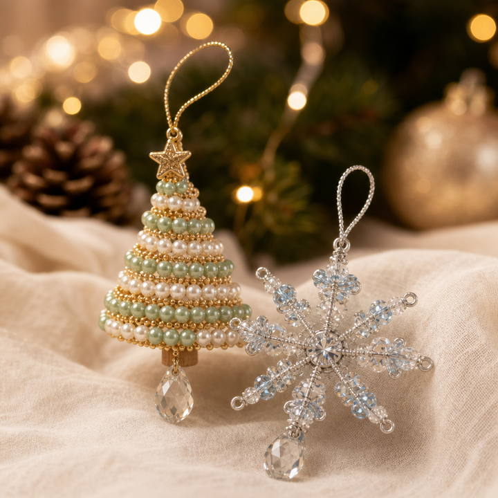 Winterbead – Layered Pearl And Crystal Snowflake Ornament Kit