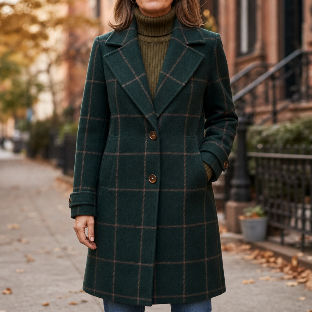 Wearbella – Plaid Two-Button Oversized Wool-Look Coat