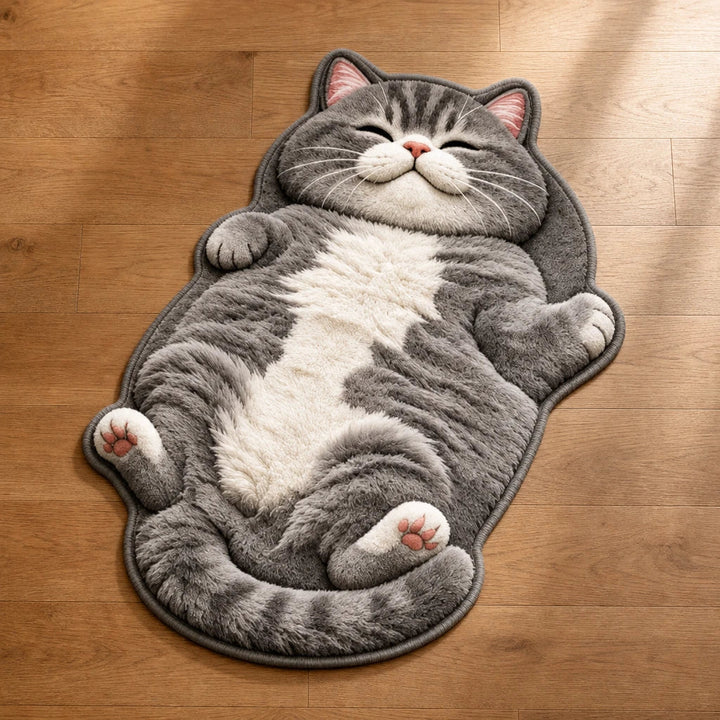 Dozy Paws – Cat-Shaped Printed Area Rug