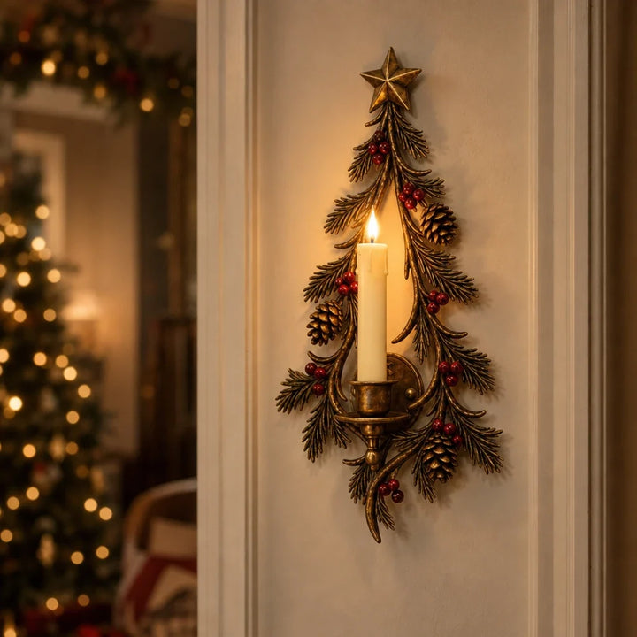 Everpine – Evergreen Berry Tree Wall Candle Holder