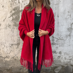 Mantelle – Draped Shawl Collar Open-Front Wool Coat