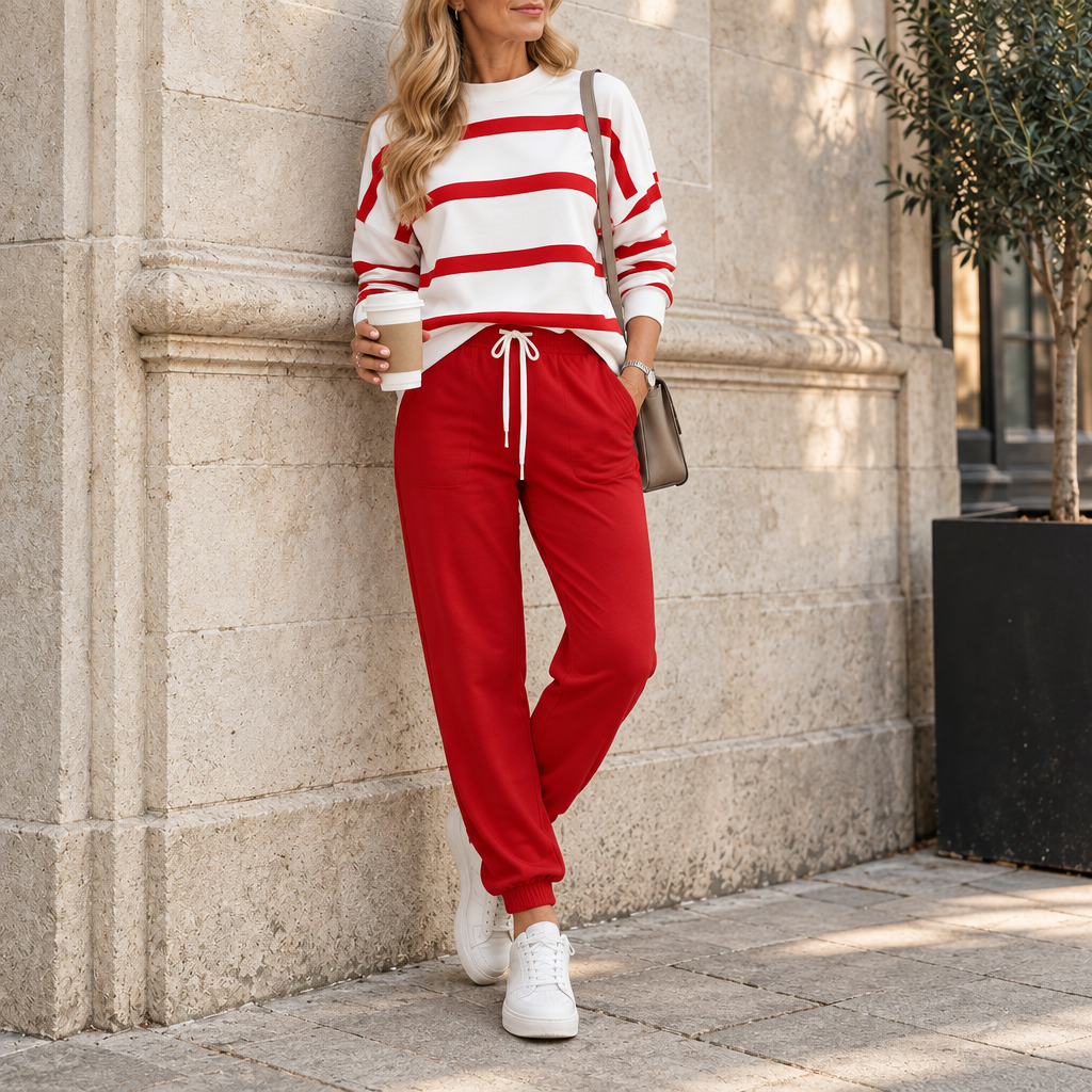 Effortlyn – Striped Two-Piece Jogger Set