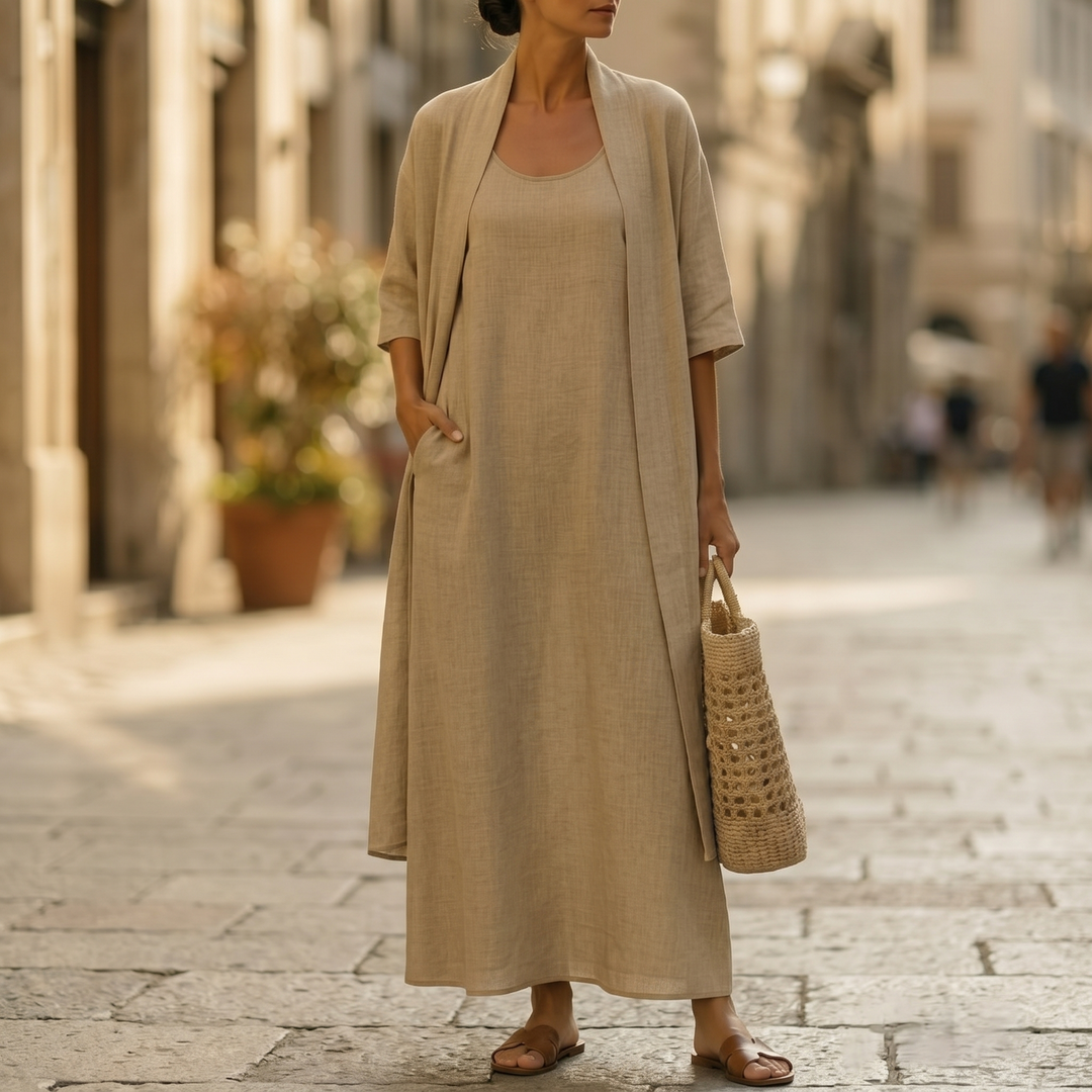 Lunavia™ Linen Cotton Two Piece Set with Duster