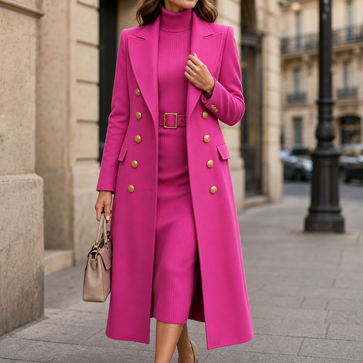 Wearbella – Double-Breasted Structured Wool-Look Coat