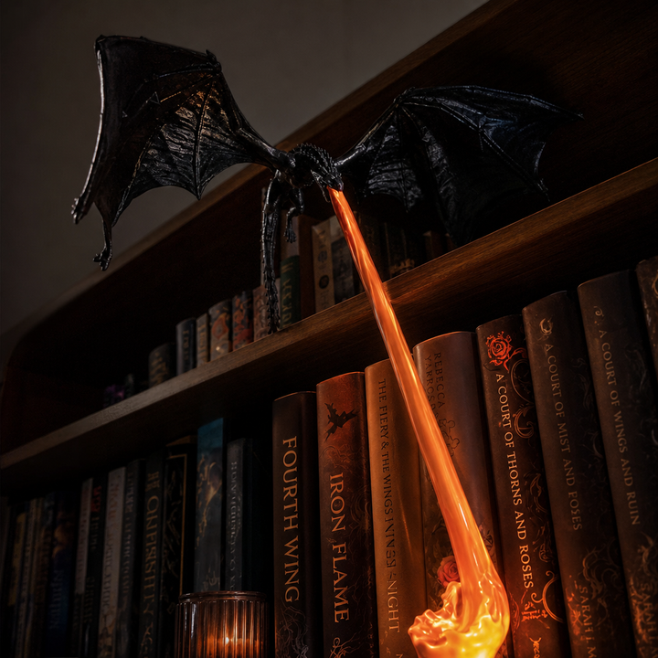 Emberwyn – Two-Piece Dragon Book Nook With LED Flame Insert