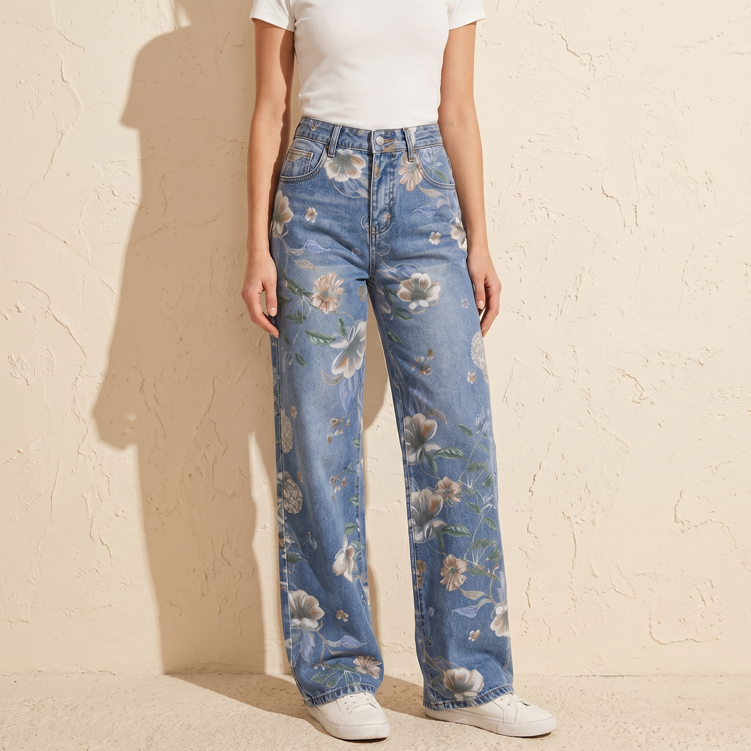 Blomara™ Floral Print Wide-Leg Jeans