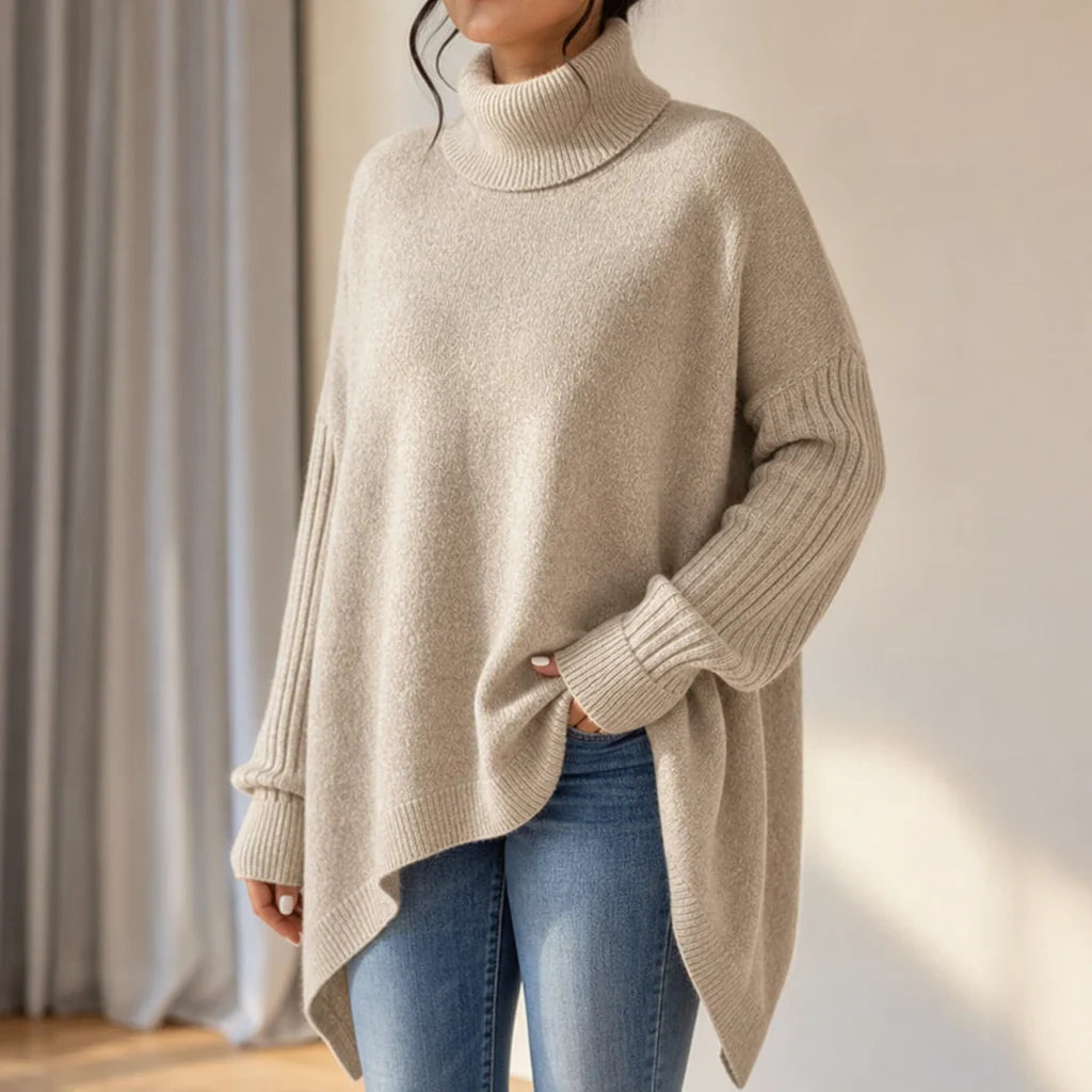 Avenza – Oversized Asymmetrical Turtleneck Sweater