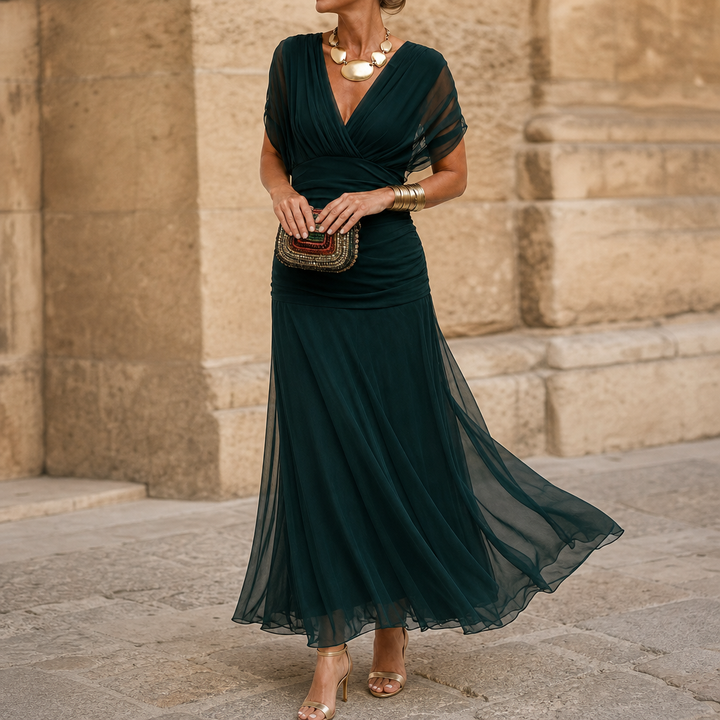 Veloura – Off-The-Shoulder Draped Mermaid Maxi Dress