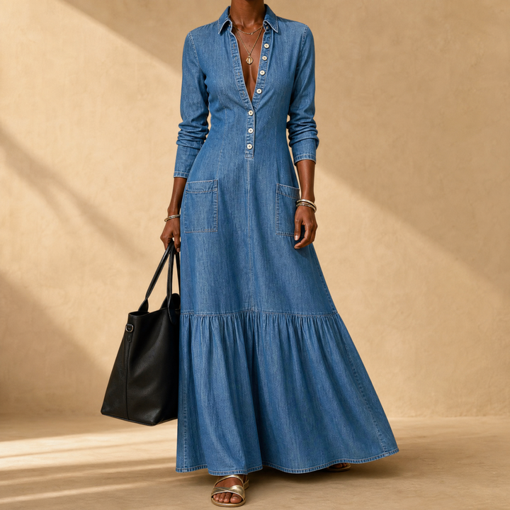 Mavira™ Soft-Touch Maxi Dress with Tiered Ruffle Hem
