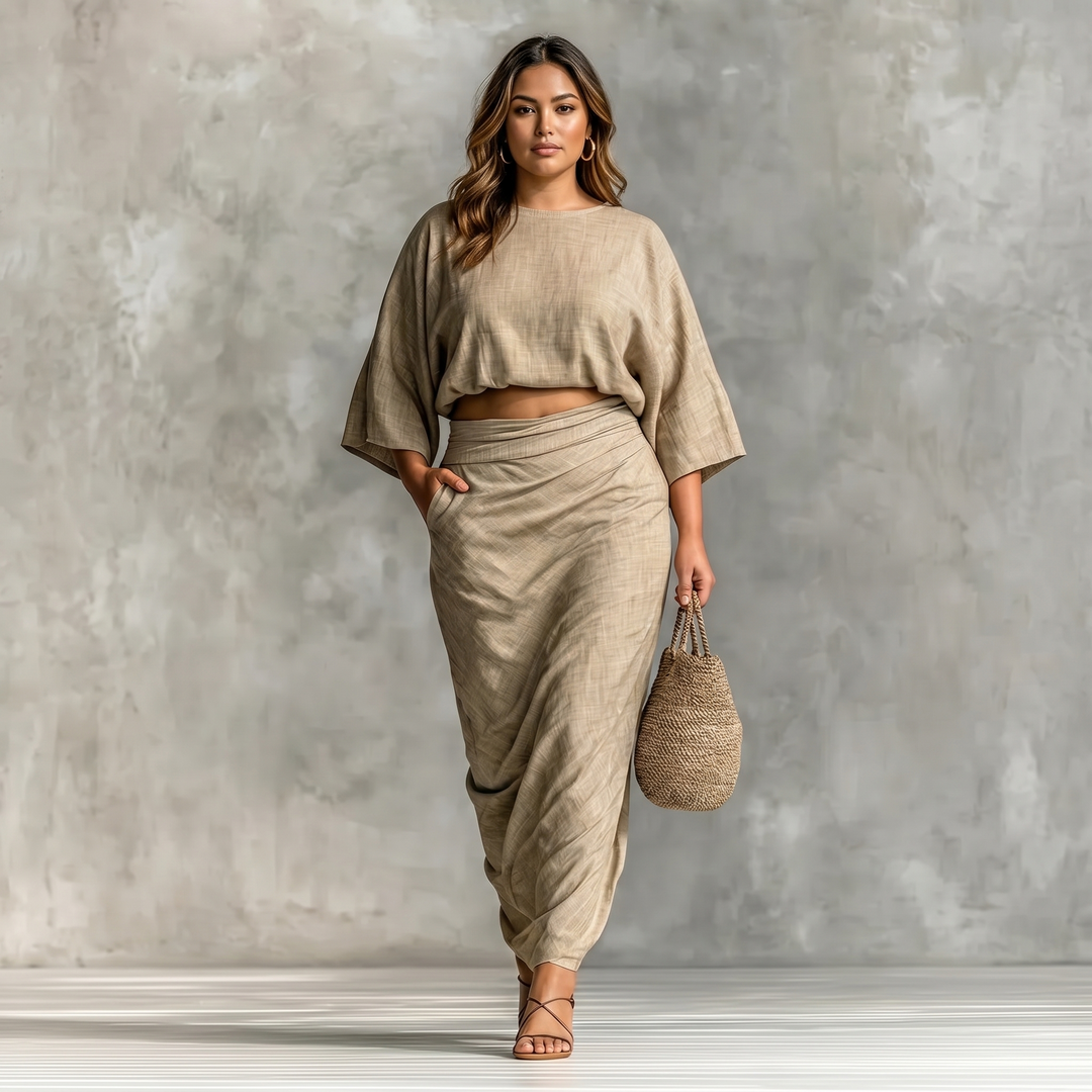 Lunavia™ Kimono Sleeve Two-Piece Set for Effortless Elegance