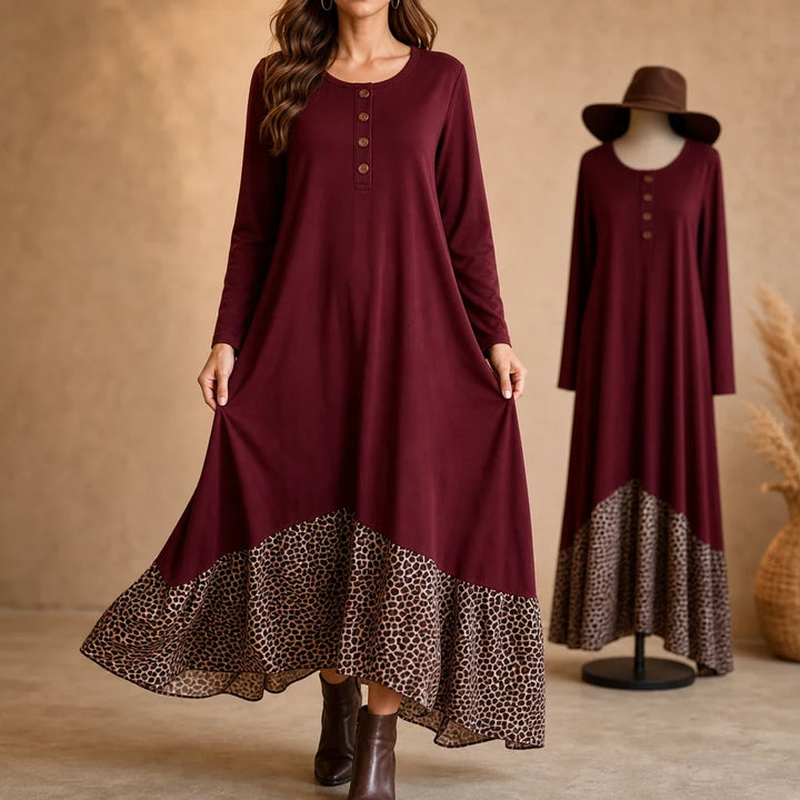 Noiréa – Leopard-Print Ruffle Hem Maxi Dress