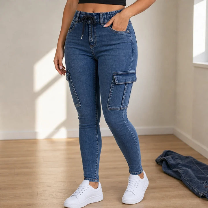 DenimEase – Stretch Denim Cargo Jeggings