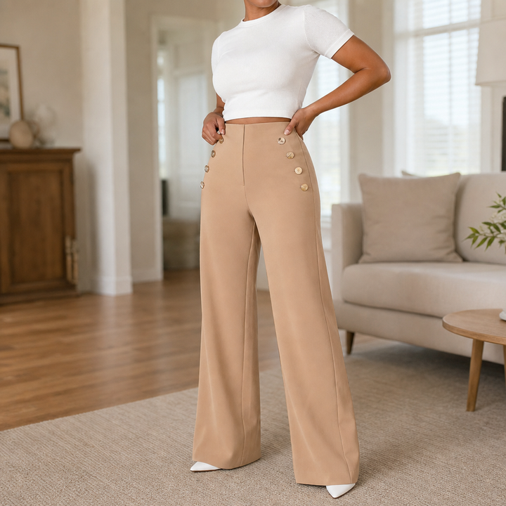 Curvella – High-Waist Tummy-Control Wide Leg Pants