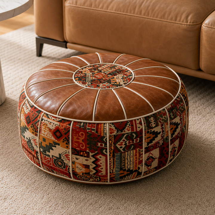 Stashly – Fillable Faux Leather Storage Pouf Ottoman