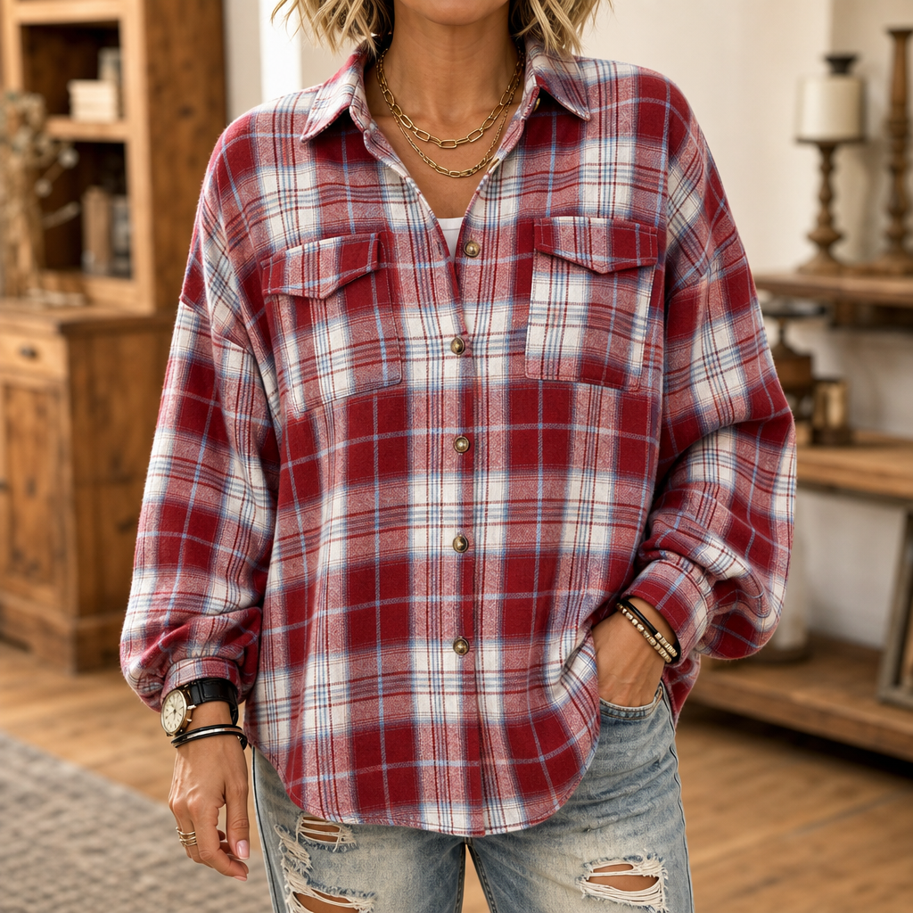 Layerly – Drop-Shoulder Oversized Plaid Button-Up