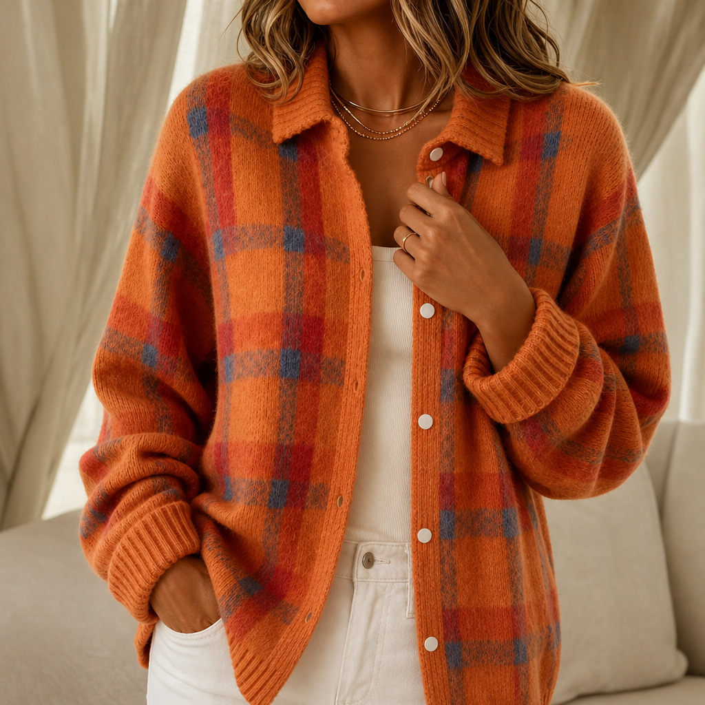 Tesa Check – Retro Check Knit Cardigan