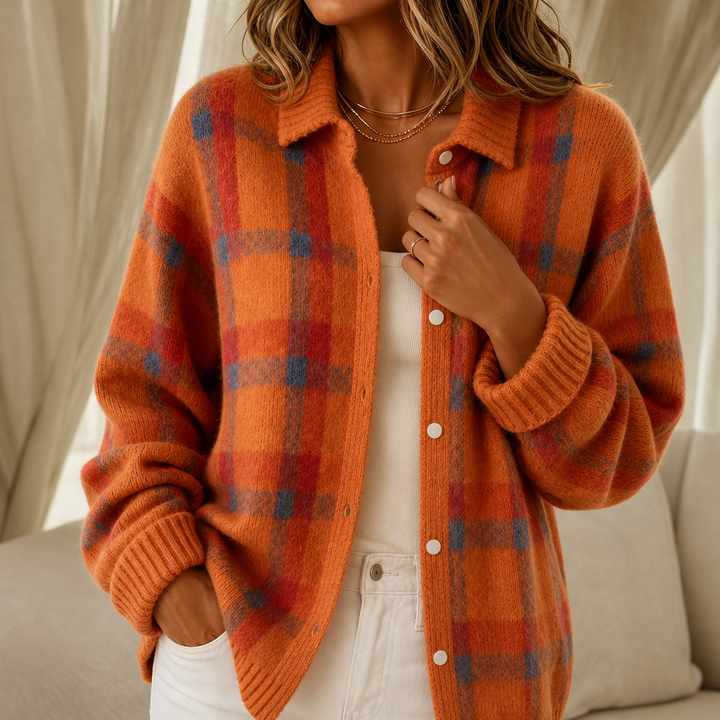 Tesa Check – Retro Check Knit Cardigan