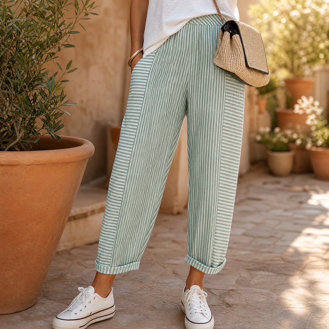 Lunavia™ – Striped Pants with Elastic Waist