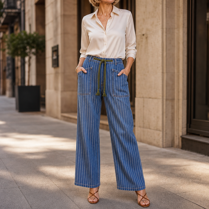 Lunaline – Vertical Stripe Stretch Denim Jeans