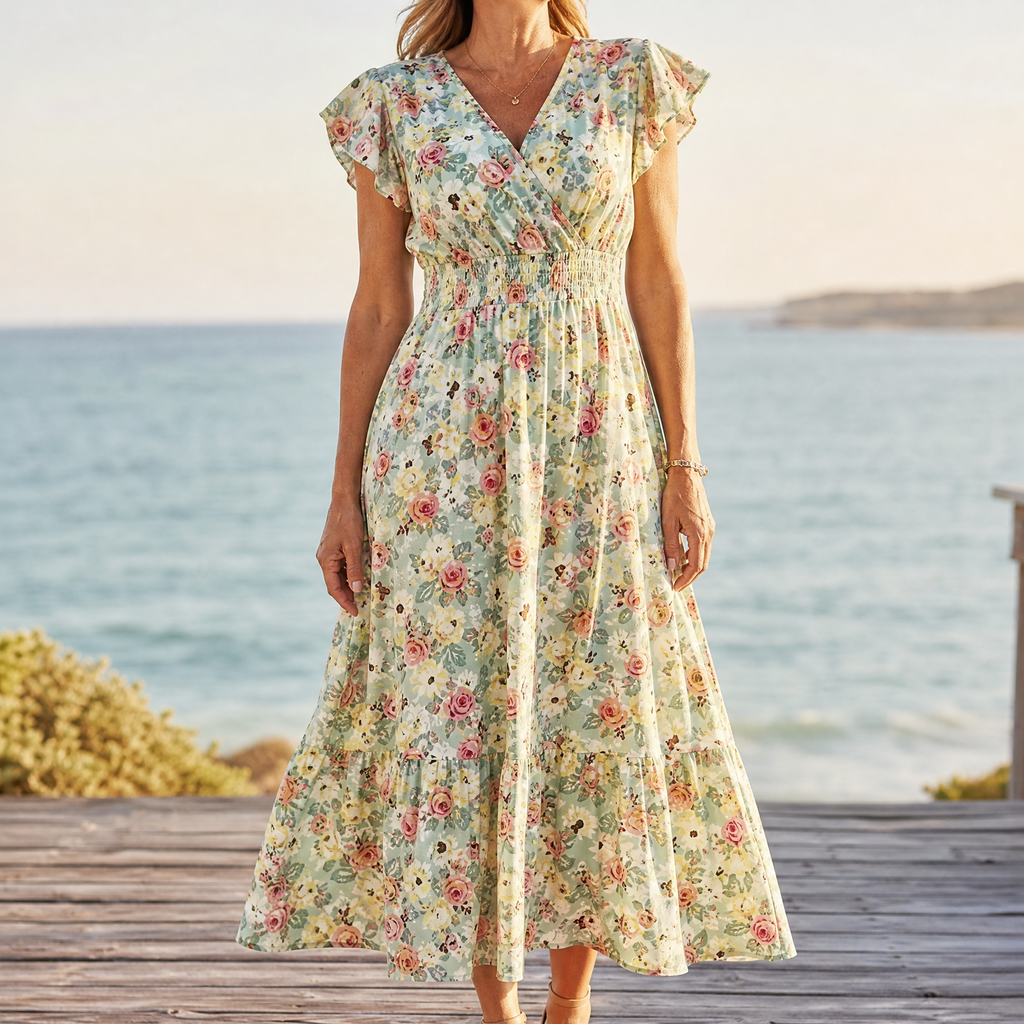 v neck dress midi Florenza – Floral V-Neck Smocked Waist US Child Size:Child-7 sexy boho wedding dress There are some events FARM Rio | Light