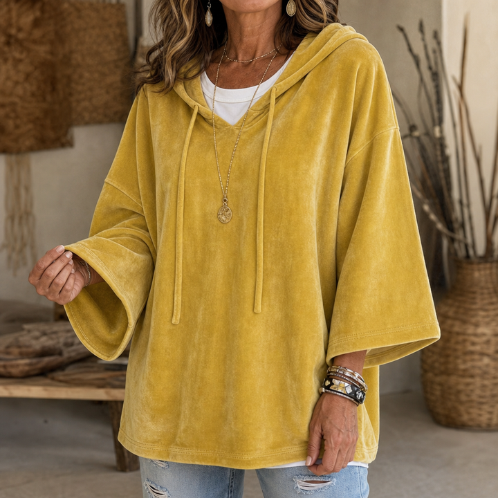Veloura – V-Neck Hooded Velour Hoodie