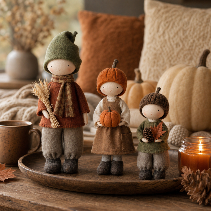 Harvest Hearth – Three-Piece Harvest Doll Figurine Set