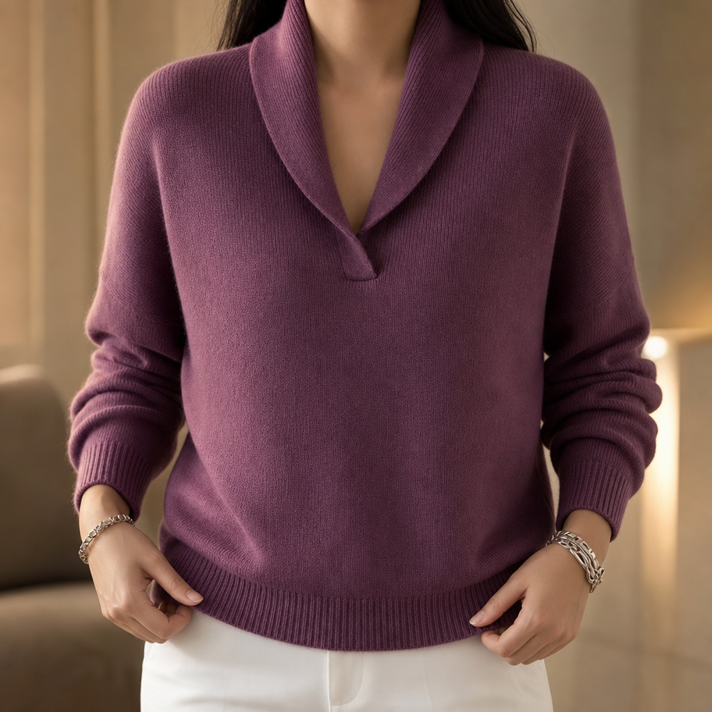 Wrapstead – Shawl Collar Ribbed Knit Pullover Sweater