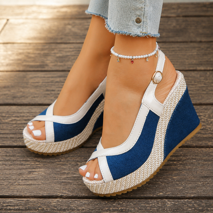 Veluna™ – Cushioned Peep-Toe Wedge Sandals for Summer