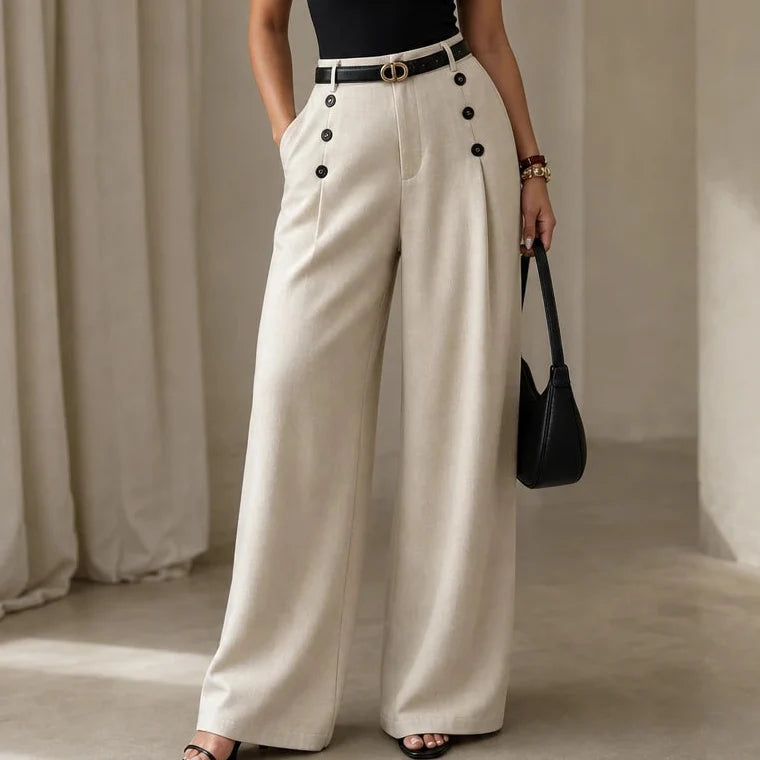 Veloura – High-Waisted Pleated Wide-Leg Trousers