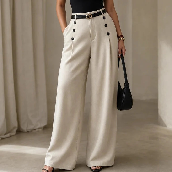 Veloura – High-Waisted Pleated Wide-Leg Trousers