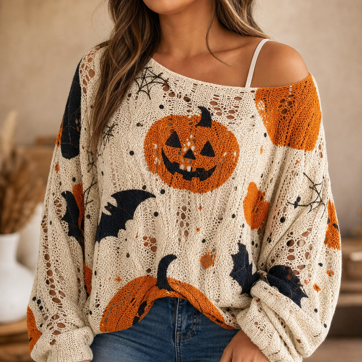 Amberknit – Open-Knit Crochet Pumpkin Sweater
