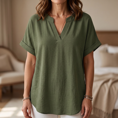 Solenne™ Soft Drape V-Neck Blouse for Everyday Wear