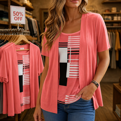 Layerlyn – Colour Block Tank And Cardigan Set