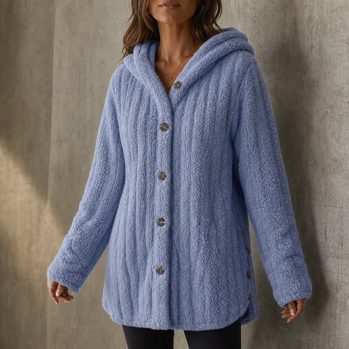Wearbella – Hooded Button-Up Chunky Knit Cardigan