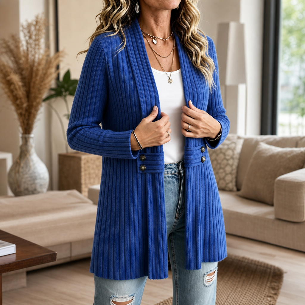 Wearbella – Ribbed Knit Open-Front Cardigan