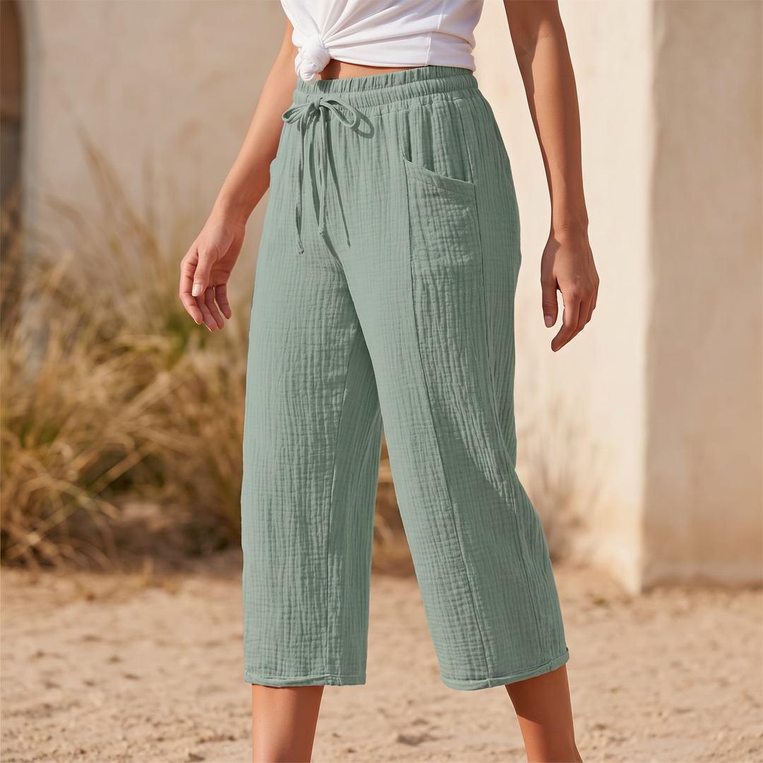 Selora – Women's Crinkle Capri Pants – Lark & Clover Selora – Women's Crinkle Capri Pants – Lark & Clover