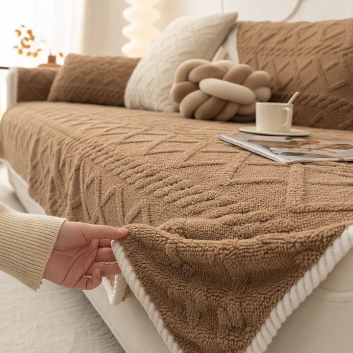 Crosselle – Cross-Grid Velvet-Look Sofa Cover