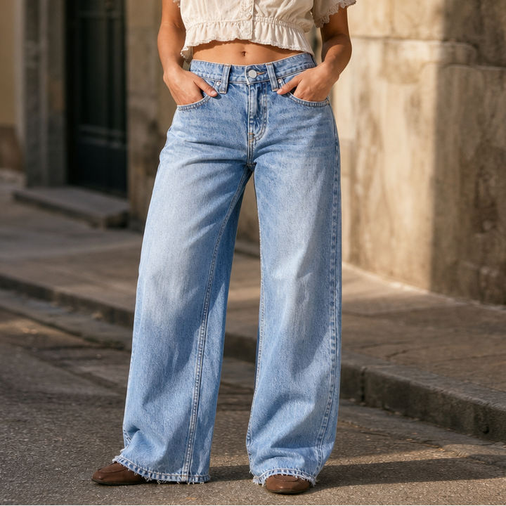 Verelle - Women's High Elastic Wide Leg Denim Jeans