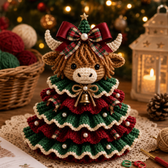 Cottagerow – Crochet Highland Cow Christmas Ornament Kit