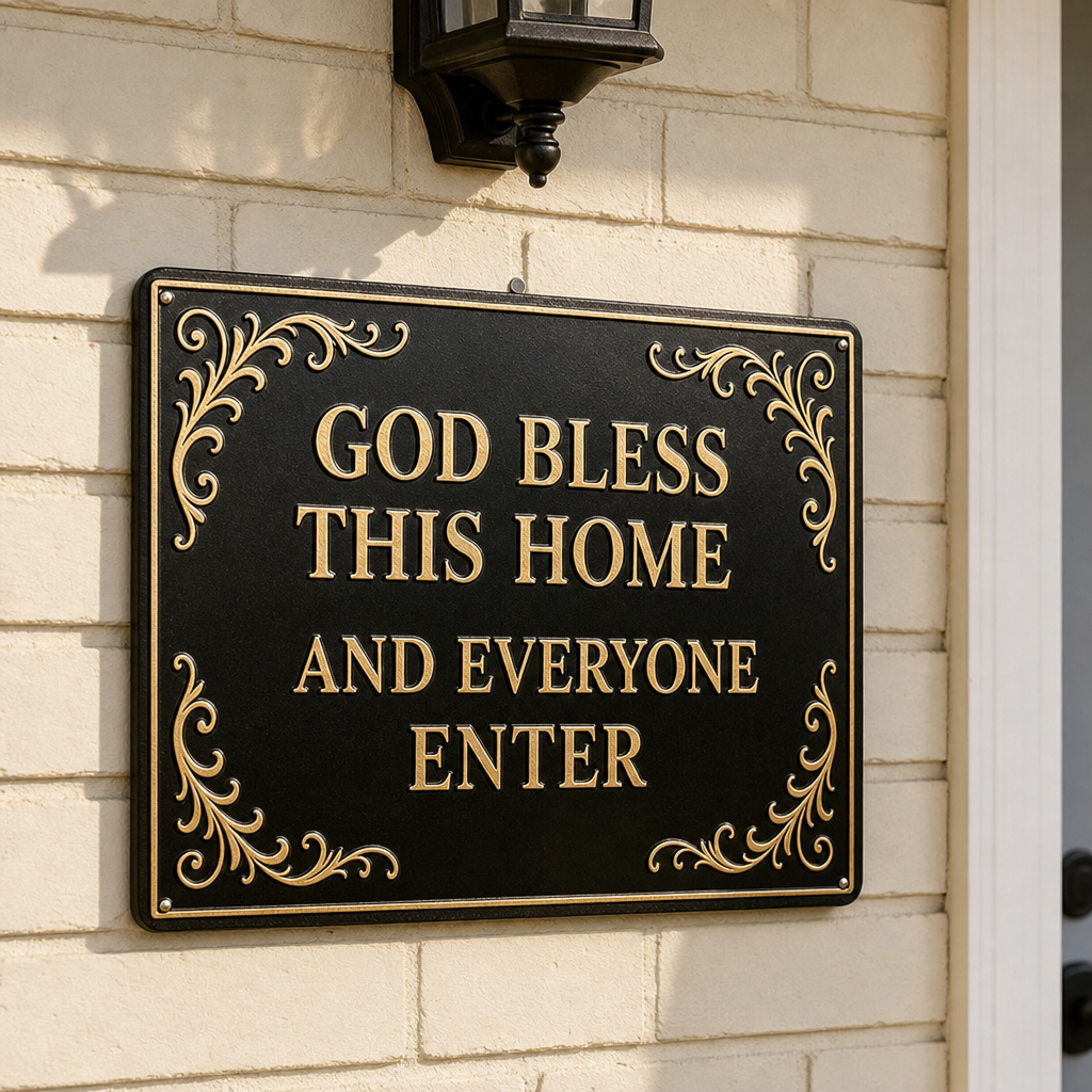 Graceborne – Embossed Scroll Metal Blessing Sign