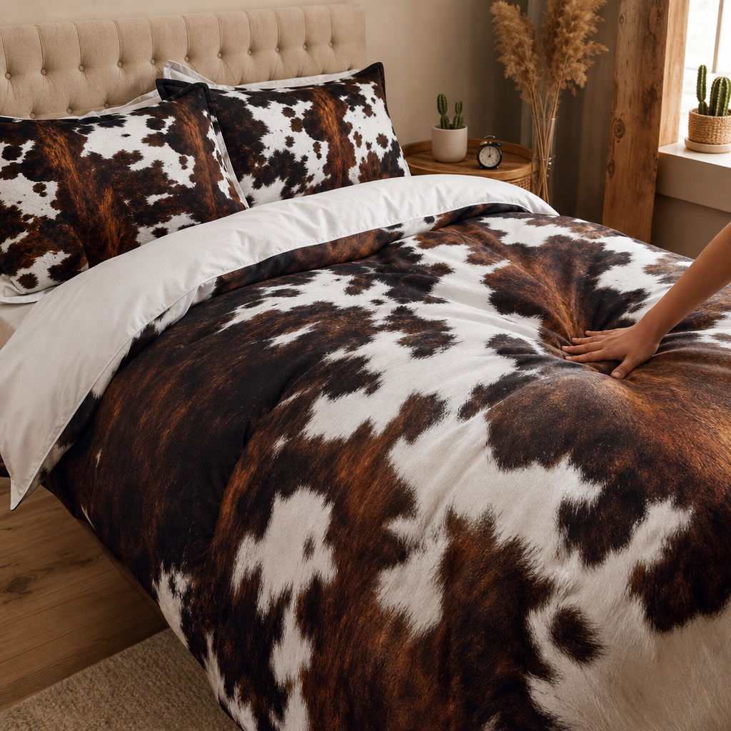 Ranchero Hide – Cow Print Quilted Duvet Cover Set