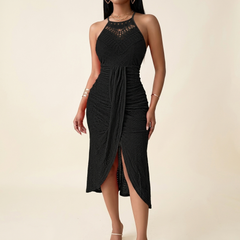 Vivara™ – Lace Halterneck Maxi Dress