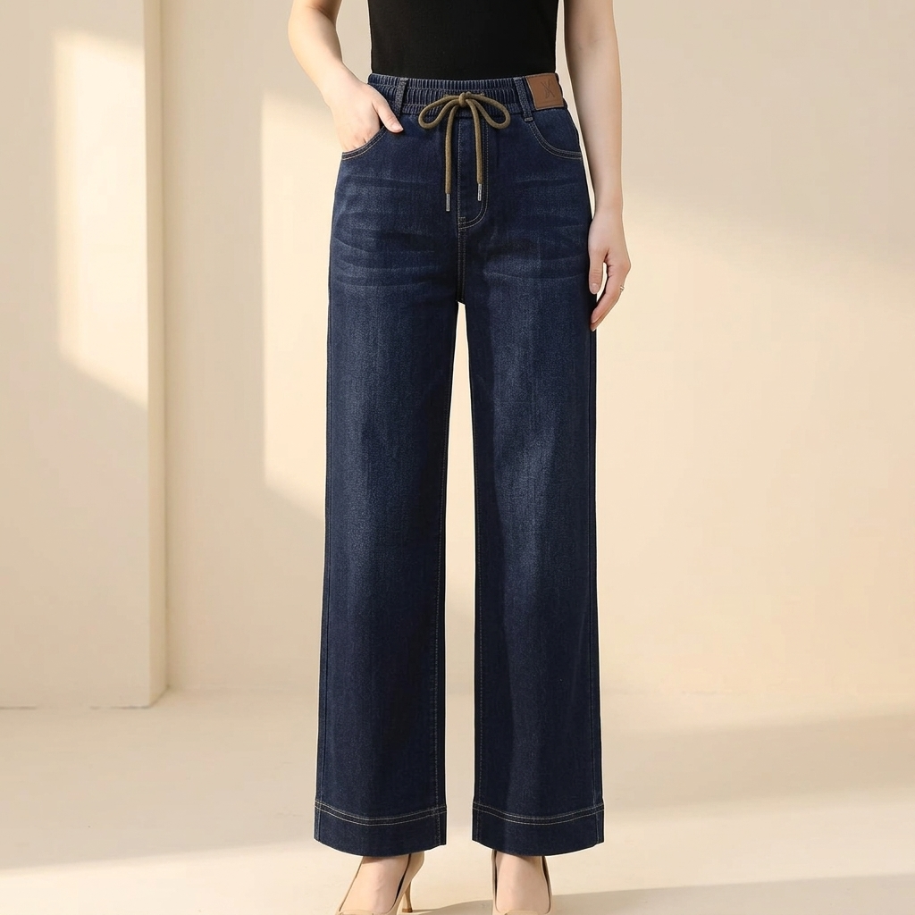 Velora™ – Drawstring Wide-Leg Comfort Jeans