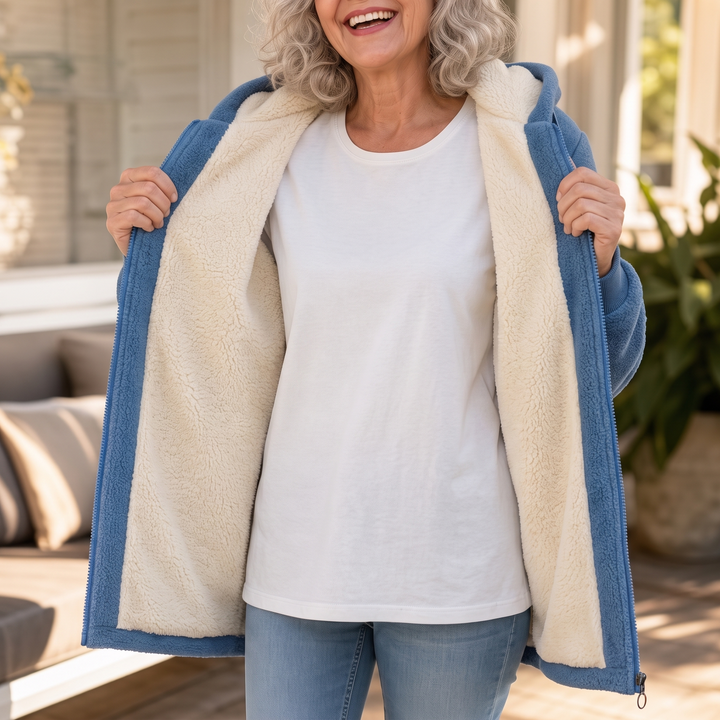 Phoebe – Full Fleece-Lined Look Hooded Zip Jacket